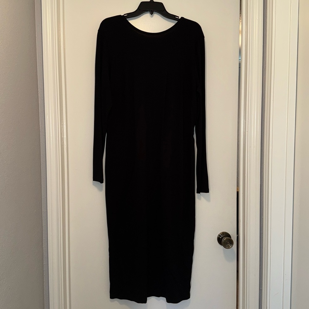 H&M Black Long sleeve  Bodycon Midi Dress with Back “V” detail